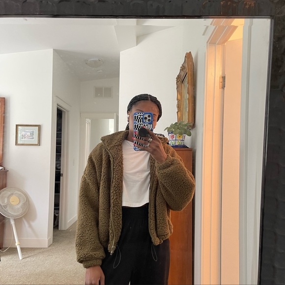 Urban Outfitters Fuzzy Drawstring Teddy Coat - Picture 4 of 5